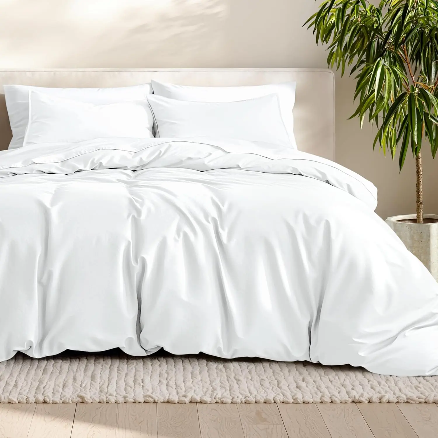 Bare Home white ultra-soft duvet cover set