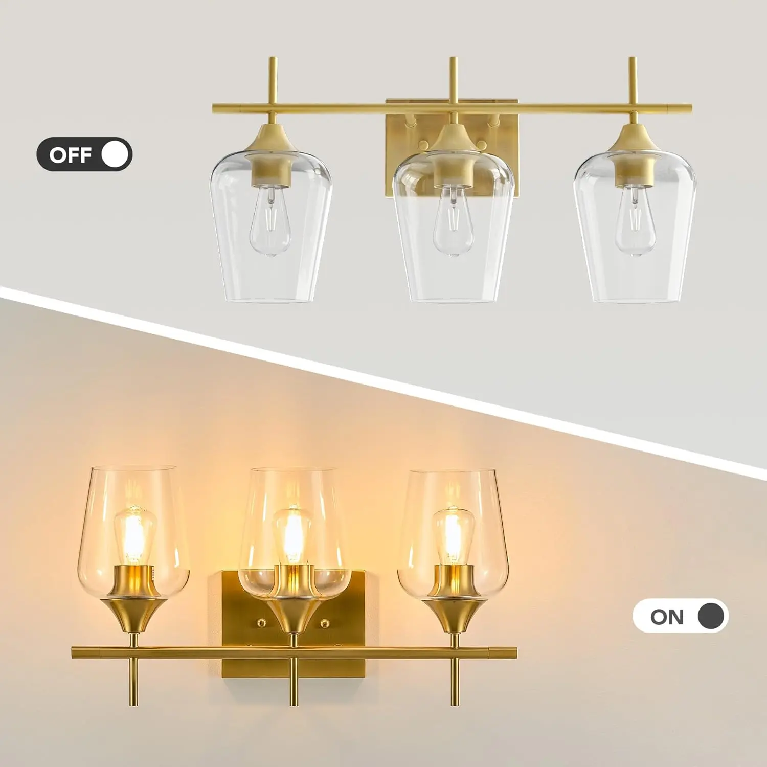 VONLUCE brushed gold 3-light bathroom vanity light