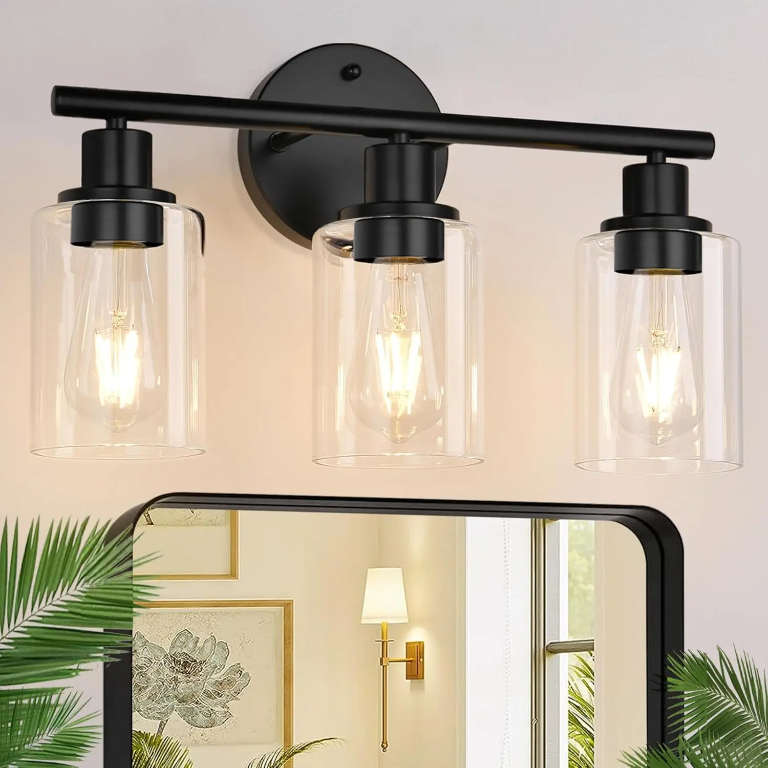 Zarbitta matte black 3-light bathroom vanity light