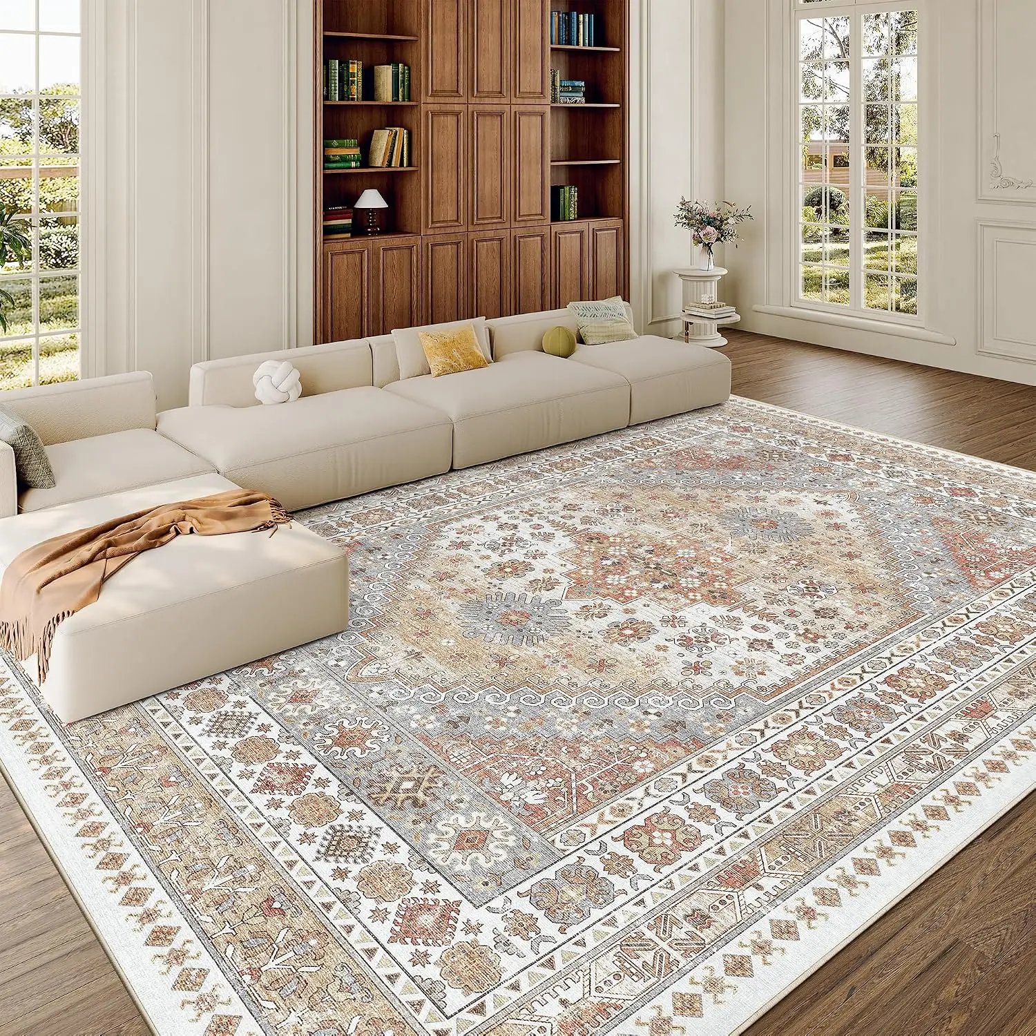 zesthome washable low-pile area rug under a dining setup