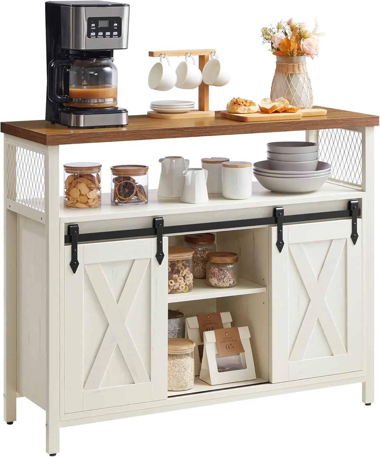 VASAGLE farmhouse buffet cabinet with sliding barn doors