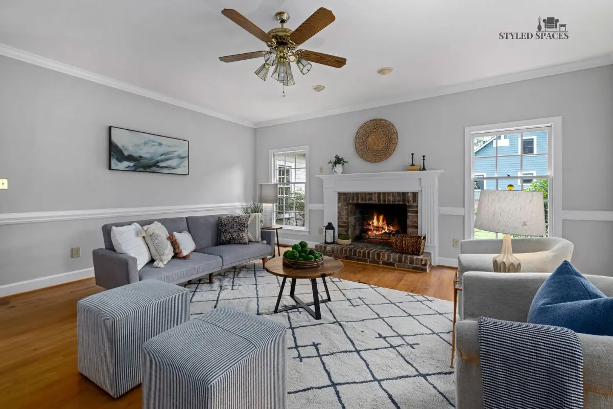 Cohesive living room after editing down to one clear design direction