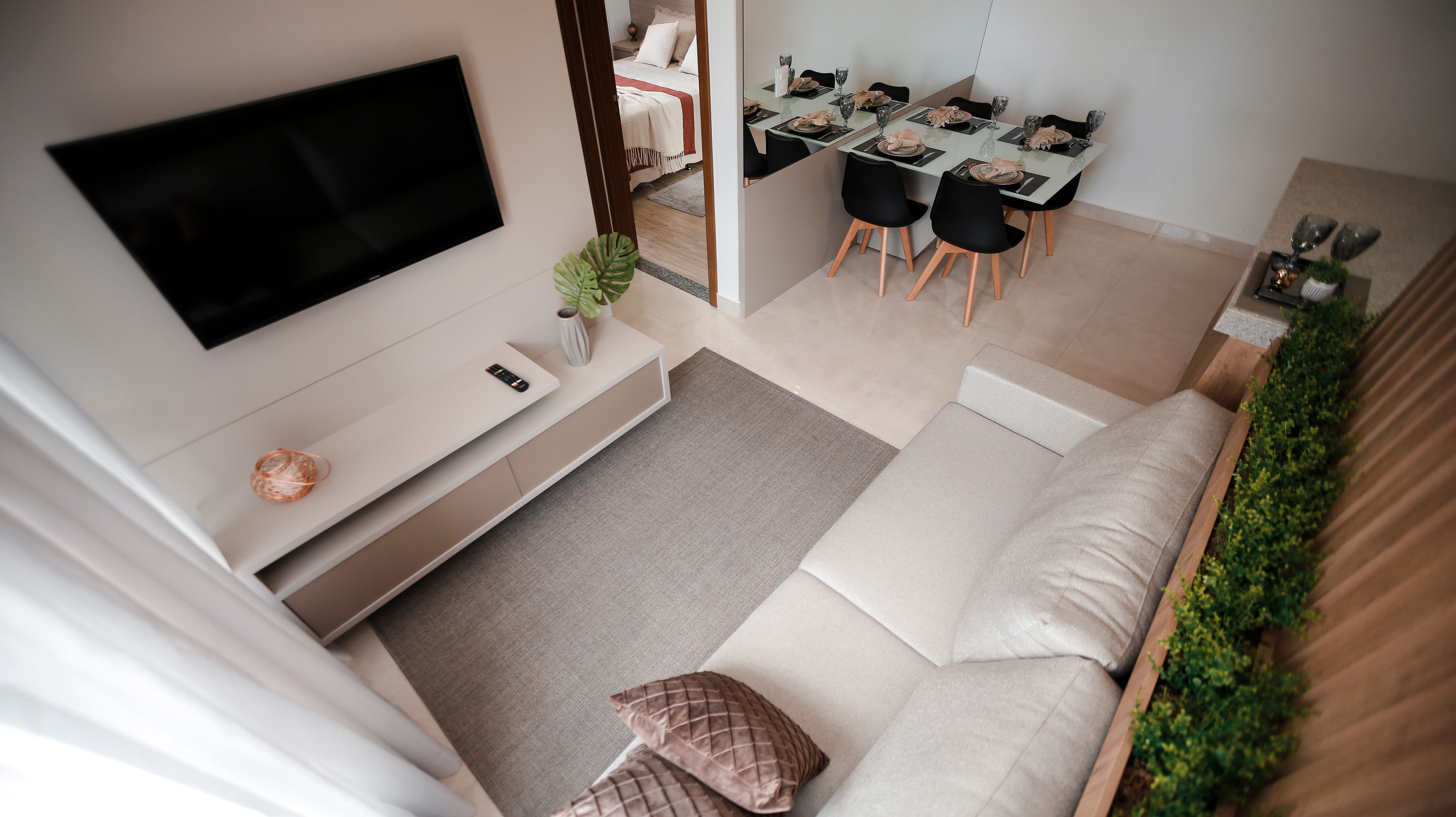 Bright sage-toned living room