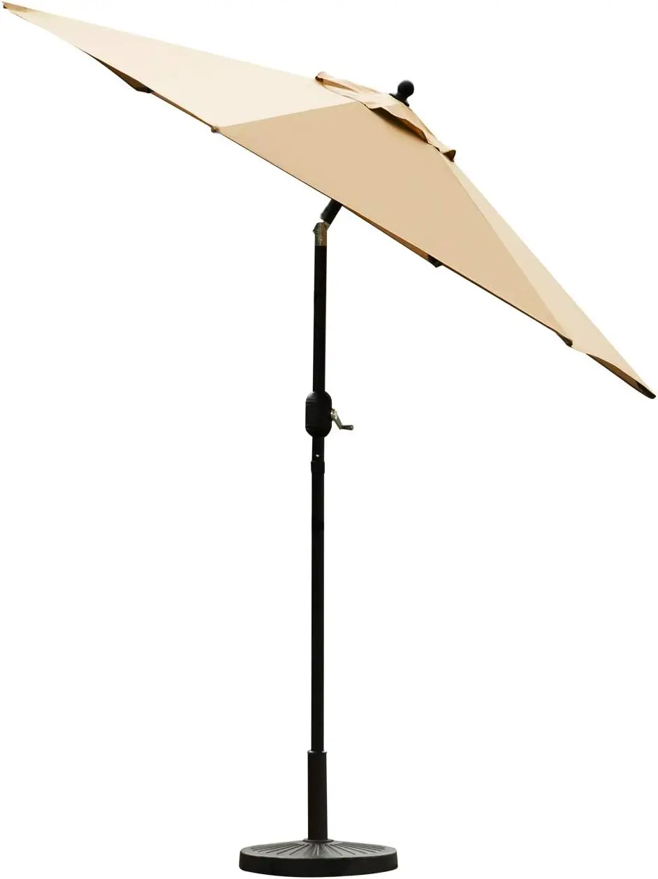 Sunnyglade 7.5 foot tan patio market umbrella with push button tilt and crank