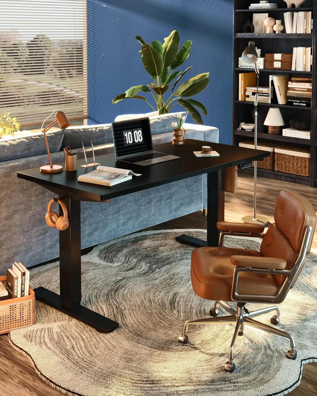 FLEXISPOT EN1 electric height-adjustable standing desk with black top